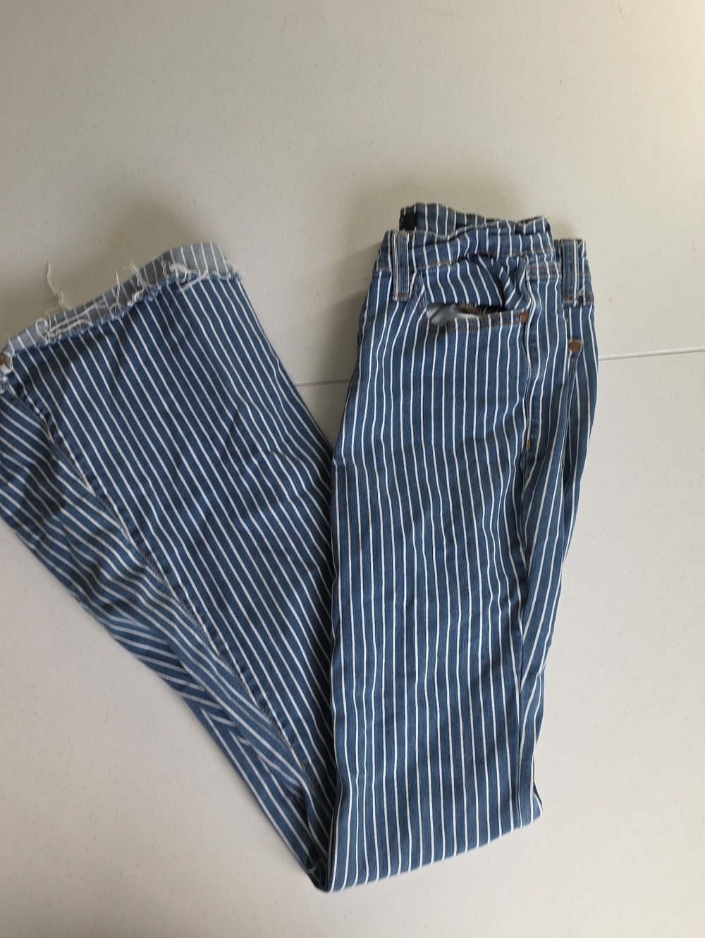 Y2K Women’s Blue Striped Boot Flare Jeans - #B7